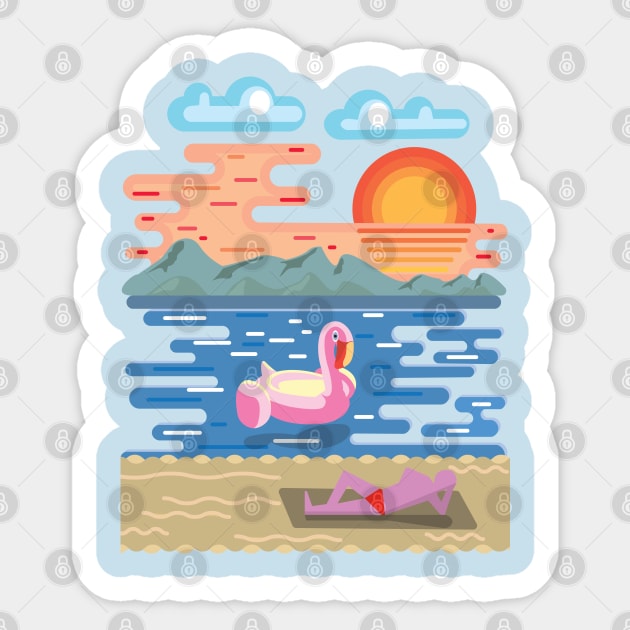 Sunbathing and enjoy the vacation Sticker by tepy 